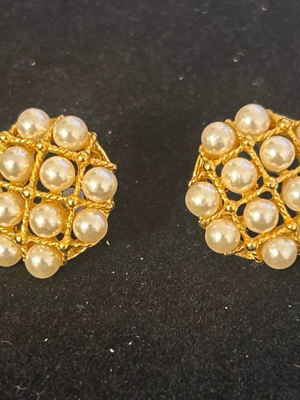 Gold Pearl Cluster Stud Earrings - Women's Jewelry